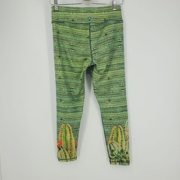 Prana Greene And Yellow Workout Leggings With Floral And Cactus Print - Picture 6 of 6
